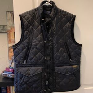 Men polo vest Ralph Lauren large black lined in side quilted like new